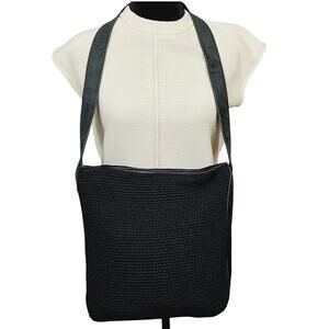 The SAK Black Crochet Knit Boho Shoulder Handbag Purse Bag Hippie PRE-OWNED
